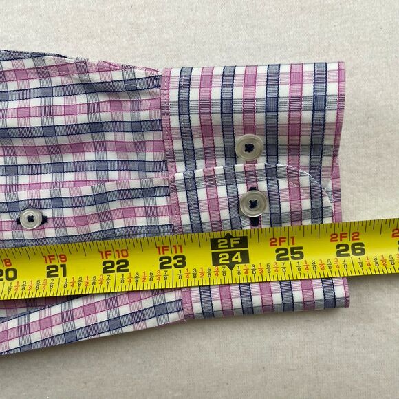 UNTUCKit  Mens Long Sleeve Button Up Plaid Check Shirt Blue Pink-L - Picture 8 of 11